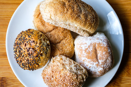 Selection Or Group Of Baked Mixed Mini Bread Rolls