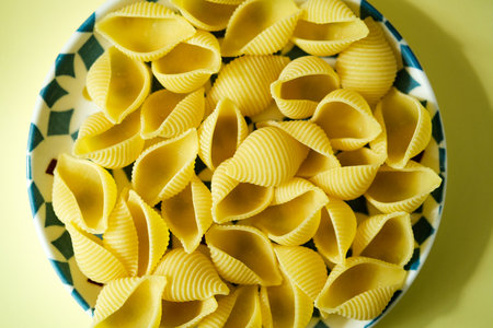 London UK, May 07 2025, Italian Conchiglie Rigate Dried Pasta Food Staple