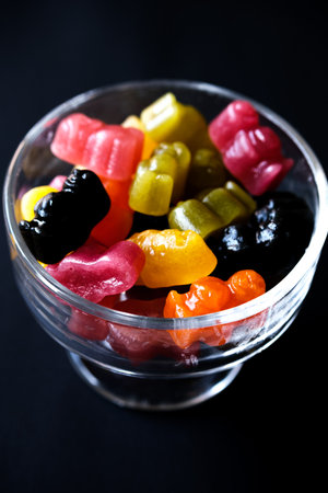 London UK, May 30 2025, Fruit Flavoured Soft Jelly Babies Sweetsの写真素材