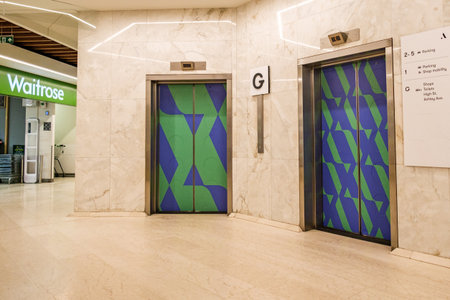 London UK, January 20 2026, Passenger Lift Or Elevator Closed Decorated Doors With No People