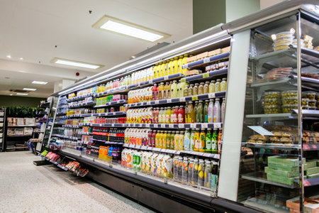 London UK, March 14 2026, Display of Supermarket Soft Fruit flavoured Drinksのeditorial素材