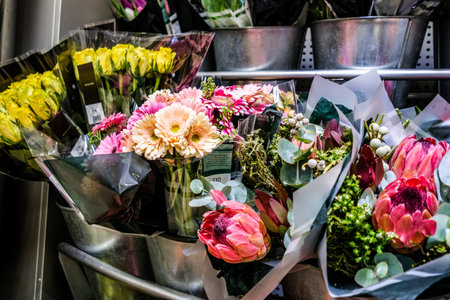 London UK March 18 2026, Colourful Bunches of Aromatic Supermarket Flowers