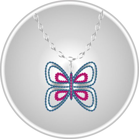 Beautiful diamond sparkle butterfly on the green backgroundのイラスト素材