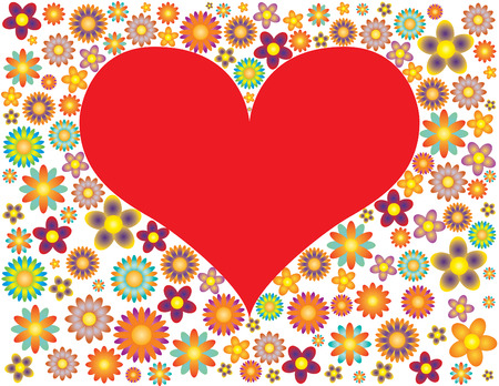 Heart shaped frame surrounded by flowersのイラスト素材