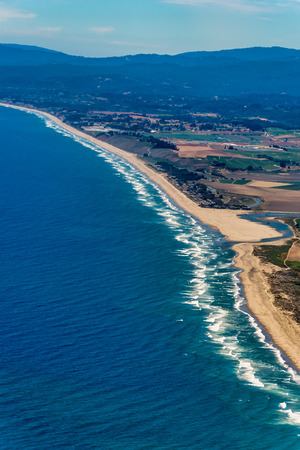 The aerial view of California coast between the cities of Monterey and Santa Cruz on a clear sunny day.の写真素材