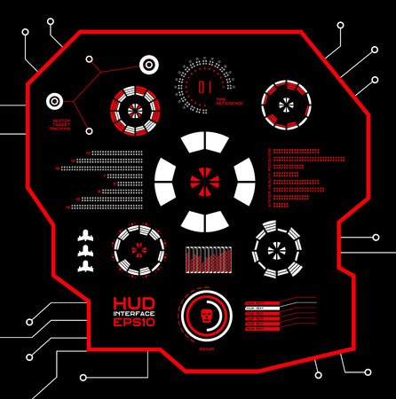 Abstract future, concept vector futuristic blue virtual graphic touch user interface HUD. For web, site, mobile applications isolated on black background, techno, online design, business, gui, ui.のイラスト素材