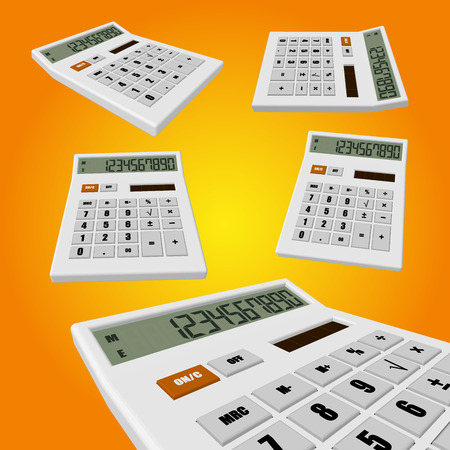 white calculator on an orange background. vector illustrations for for your businessのイラスト素材