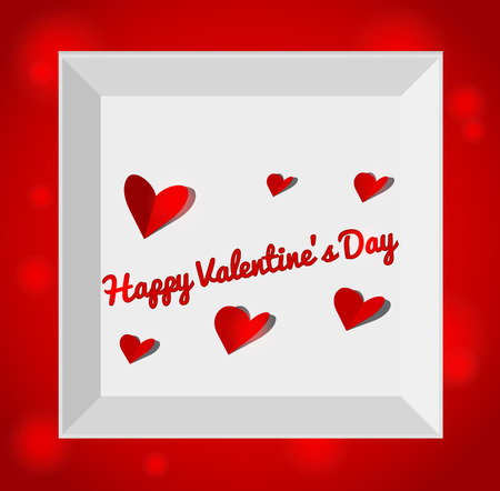 Valentines day illustration with gift box red paper hearts. のイラスト素材
