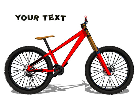 Illustration, side view. Red bicycle. Active holidays. Extreme sport.のイラスト素材