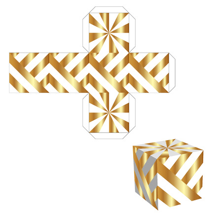 Packing box for your business. Gold box with Die cut Patternのイラスト素材