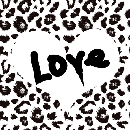 Heart with leopard print texture pattern. Vector backgroundのイラスト素材
