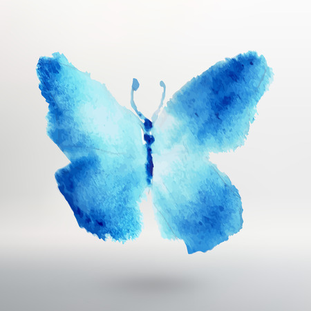 Butterfly  watercolor drawing. Vector art isolated on whiteのイラスト素材