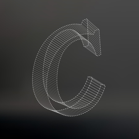 The letter. Polygonal letter. Low poly model. The three-dimensional mesh. Volume mesh characterのイラスト素材