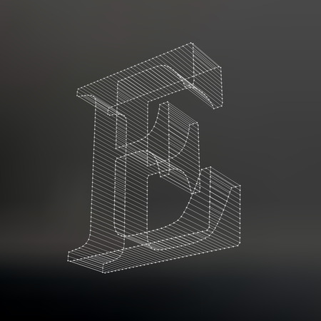 The letter. Polygonal letter. Low poly model. The three-dimensional mesh. Volume mesh characterのイラスト素材
