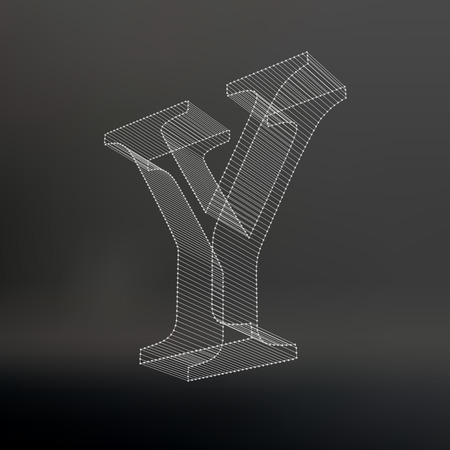 The letter. Polygonal letter. Low poly model. The three-dimensional mesh. Volume mesh characterのイラスト素材