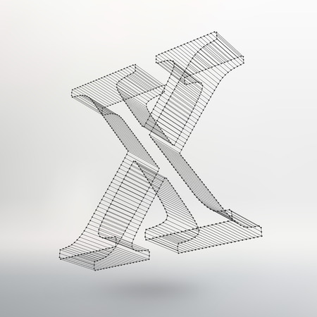 Vector illustration of letter L on white background. Fonts of Mesh polygonal. Wire frame contour alphabets.のイラスト素材