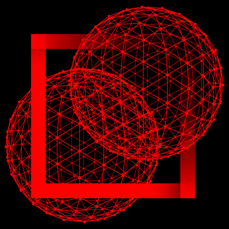 Mesh polygonal background. Scope of lines and dots. Ball of the lines connected to points. Molecular lattice. The structural grid of polygonsのイラスト素材