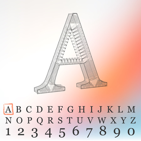 Vector illustration of letter L on white background. Fonts of Mesh polygonal. Wire frame contour alphabets.のイラスト素材