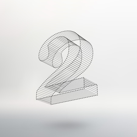 Vector low poly numbers font. Polygon number alphabet. Vector illustrationのイラスト素材