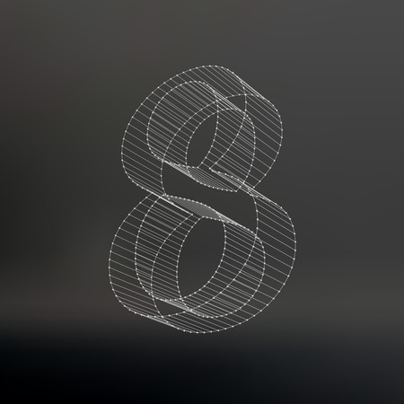 Vector low poly numbers font. Polygon number alphabet. Vector illustration