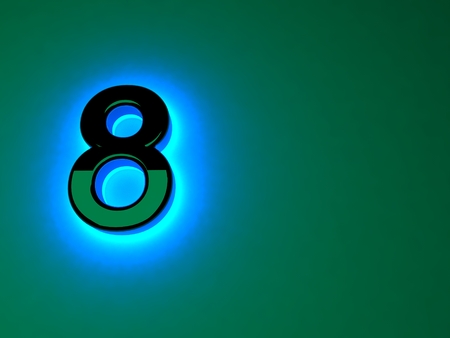 Glowing blue light black figure. Blue neon glow. Black brilliant figure. A separate letter. Raster illustrationの写真素材