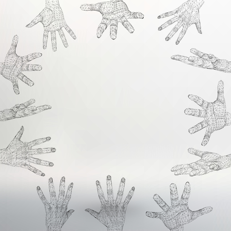 Mesh polygonal background hand of lines. The structural grid of polygons. Abstract Creative concept vector background. Molecular lattice. Polygonal design style letterhead and brochureのイラスト素材