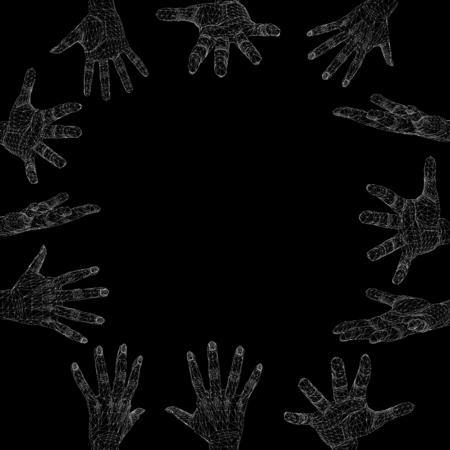 Mesh polygonal background hand of lines. The structural grid of polygons. Abstract Creative concept vector background. Molecular lattice. Polygonal design style letterhead and brochureのイラスト素材