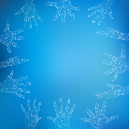 Mesh polygonal background hand of lines. The structural grid of polygons. Abstract Creative concept vector background. Molecular lattice. Polygonal design style letterhead and brochureのイラスト素材