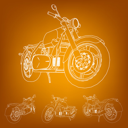 Road bike. Motorcycle in the contour lines. Silhouette of a motorcycle. The contours of the motorcycle. Three-dimensional image of a motorcycle in a drawingのイラスト素材