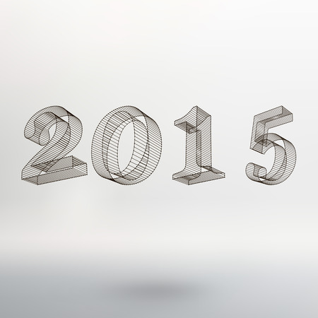 Vector low poly (wired) number 2015 font. Polygon number alphabet. Vector illustrationのイラスト素材