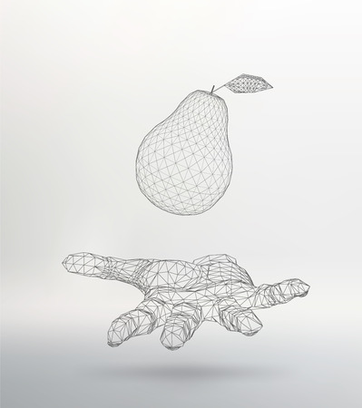 Pear on the arm. The hand holding a pear . のイラスト素材