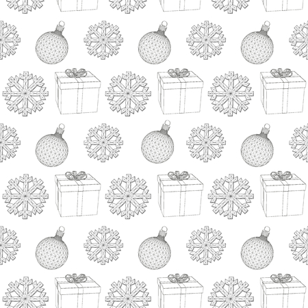 abstract background Christmas snowflakes, Christmas decoration and gift box. のイラスト素材