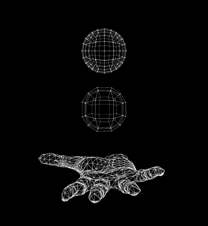 Ball on the arm. The hand holding a sphere. 