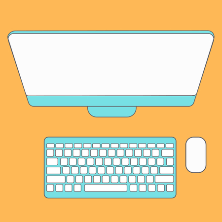 Abstract Creative concept vector background. Line icons flat design elements. Modern vector Illustration pictogram of computerのイラスト素材