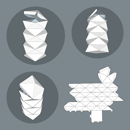 Box with Die Cut Template. Packing box For Food, Gift Or Other Products. On White Background Isolated. Ready For Your Design. Product Packing Vector EPS10のイラスト素材