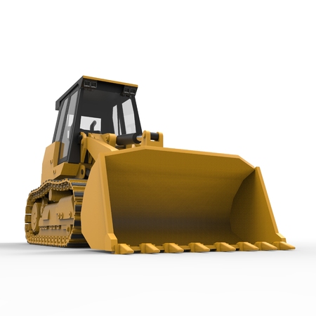 Excavator on a white uniform background. Backhoe loader. 3d illustrationの写真素材