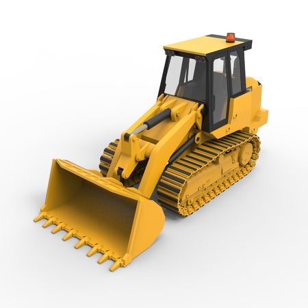 Excavator on a white uniform background. Backhoe loader. 3d illustrationの写真素材