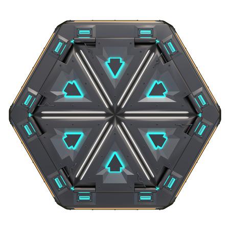 Complex glowing container object from the future. Many parts in complicated interactions....