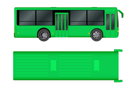 Green City bus template. Passenger transport. Vector illustration eps 10 isolated on white backgroundのイラスト素材