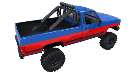 large pickup truck off-road. Full - training. Highly raised suspension. Huge wheels with spikes for...