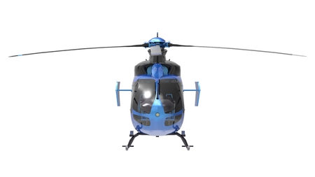 Blue helicopter isolated on the white background. 3d illustration.の写真素材