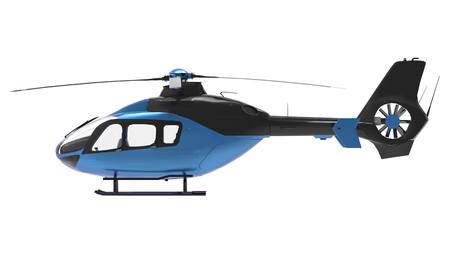 Blue helicopter isolated on the white background. 3d illustration.の写真素材