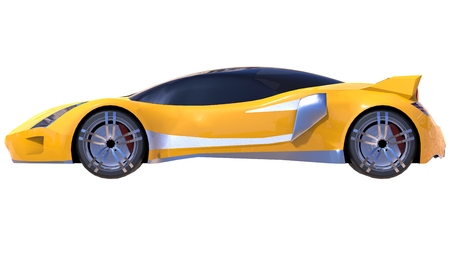 Yellow shiny conceptual sports car of the futureの写真素材