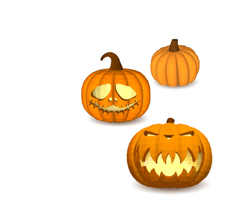 A set of pumpkins on a white background for decoration of any holiday graphics for the Halloween holidayのイラスト素材