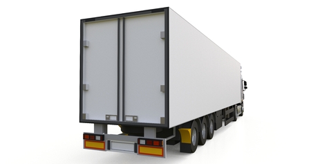 Large white truck with a semitrailer. Template for placing graphics. 3d renderingの写真素材