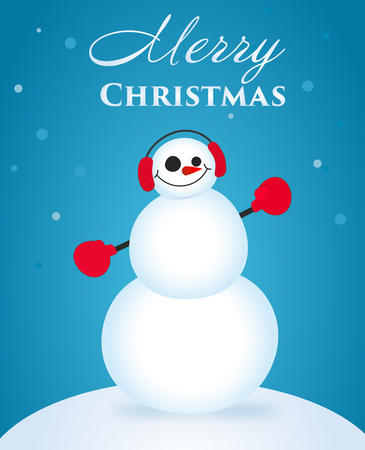 Cute and funny Christmas card. Character snowman. Vector illustrationのイラスト素材