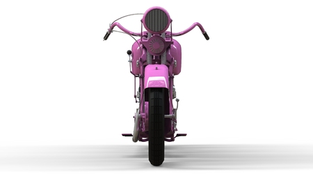 An old pink motorcycle of the 30s of the 20th century. An illustration on a white background with shadows from on a planeの写真素材