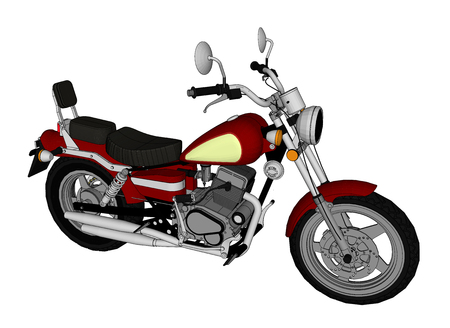 Small red classic chopper look. Vector color illustration with contour linesのイラスト素材