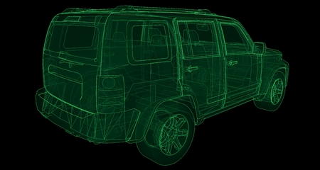 Transparent SUV with simple straight lines of the body. 3d renderingの写真素材
