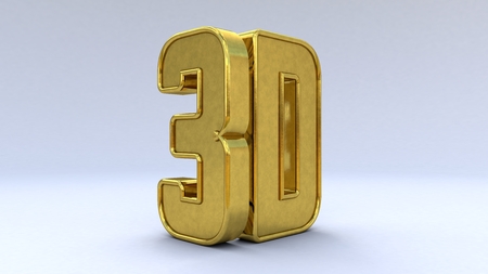 illustration Large three-dimensional on a white isolated matte background. Shiny gold.. 3d renderingの写真素材